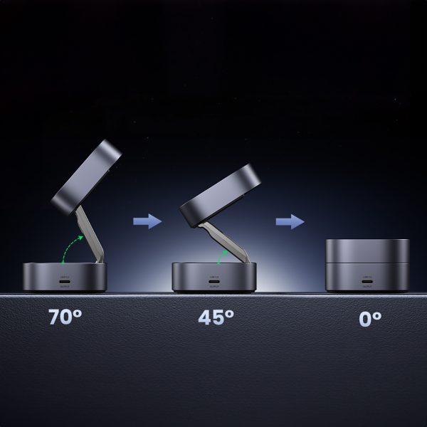3in1 MagSafe Qi induktīvais lādētājs tālruņa austiņām ar USB-C portu - melns