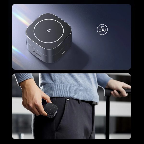 3in1 MagSafe Qi induktīvais lādētājs tālruņa austiņām ar USB-C portu - melns