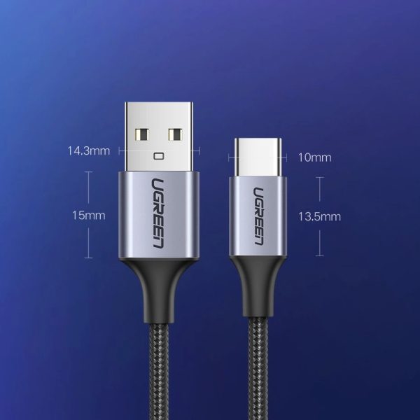 Kabelis USB-A - USB-C QC 3.0 3A 1.5m - pelēks