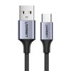 Kabelis USB-A - USB-C QC 3.0 3A 0.25m - pelēks
