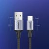 Kabelis USB-A - USB-C QC 3.0 3A 0.25m - pelēks