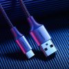 Kabelis USB-A - USB-C QC 3.0 3A 0.25m - pelēks