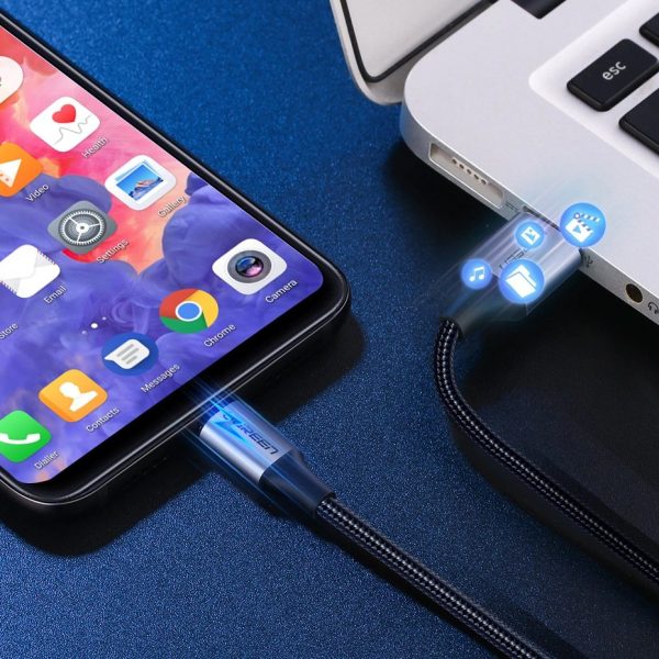 Kabelis USB-A - USB-C QC 3.0 3A 0.25m - pelēks