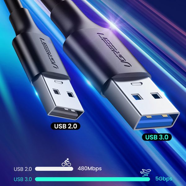 Kabelis USB-A 3.0 - USB-C 3A 0.5m - melns