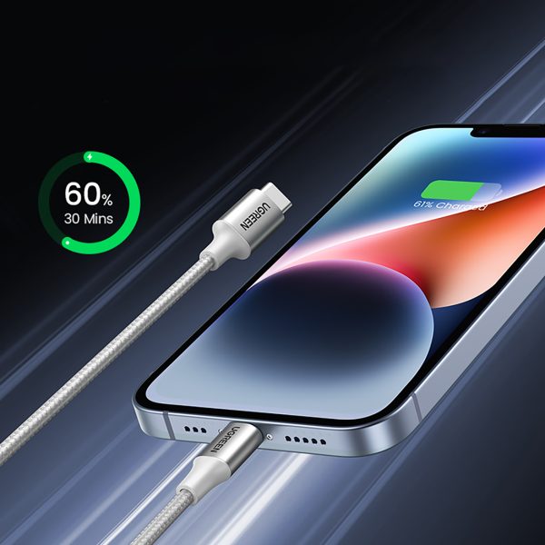 Kabelis USB-C - iPhone Lightning MFi 1m - Sudrabains