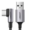 USB-A - USB-C 3A 3 m leņķisks kabelis - pelēks
