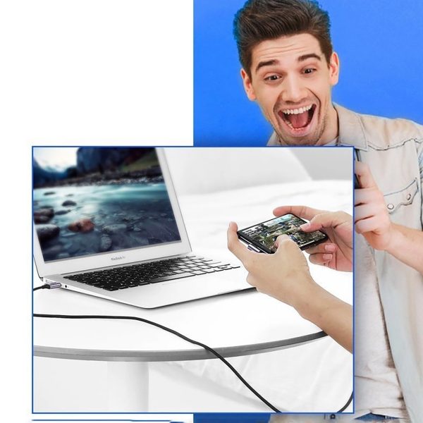USB-A - USB-C 3A 3 m leņķisks kabelis - pelēks