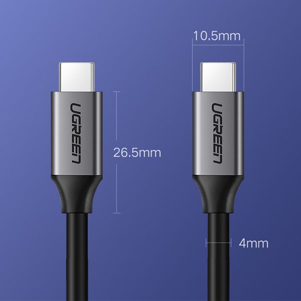 Kabelis USB-C 3.1 - USB-C 3.1 1.5m - pelēks