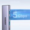 5in1 centrmezgla adapteris USB-C - USB-C PD / HDMI / 3x USB-A 3.0 - pelēks