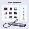 5in1 centrmezgla adapteris USB-C - USB-C PD / HDMI / 3x USB-A 3.0 - pelēks