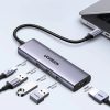 5in1 centrmezgla adapteris USB-C - USB-C PD / HDMI / 3x USB-A 3.0 - pelēks