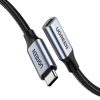 USB-C PD QC 100W 5A 10Gbps 0,5m pagarinātāja kabelis - pelēks