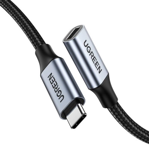 USB-C PD QC 100W 5A 10Gbps 0,5m pagarinātāja kabelis - pelēks