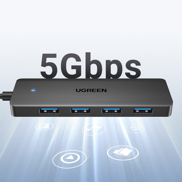 HUB USB-A 3.0 portu sadalītājs uz 4 USB-A 3.0 portiem 1m kabelis - melns