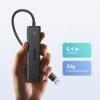 HUB USB-A 3.0 portu sadalītājs uz 4 USB-A 3.0 portiem 1m kabelis - melns