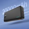 Powerbank 20000mAh Airpow 20W ar USB-A - USB-C kabeli 50cm - melns