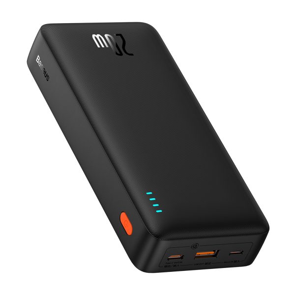 Powerbank 20000mAh Airpow 20W ar USB-A - USB-C kabeli 50cm - melns