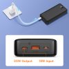 Powerbank 20000mAh Airpow 20W ar USB-A - USB-C kabeli 50cm - melns