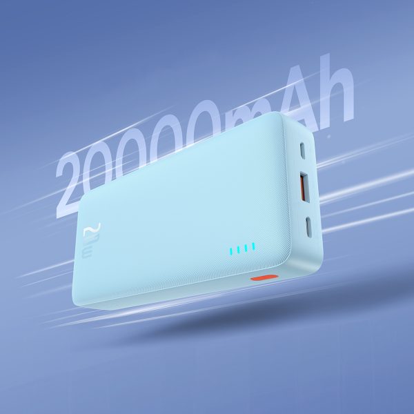 Powerbank 20000mAh Airpow 20W ar USB-A - USB-C kabeli 50cm - zils