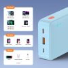 Powerbank 20000mAh Airpow 20W ar USB-A - USB-C kabeli 50cm - zils