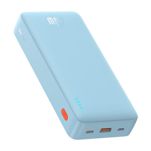 Powerbank 20000mAh Airpow 20W ar USB-A - USB-C kabeli 50cm - zils