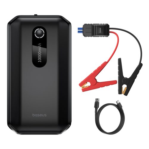 3in1 automašīnas palaišanas ieslēgšanas/izslēgšanas barošanas banka 10000mAh LED lukturītis - melns