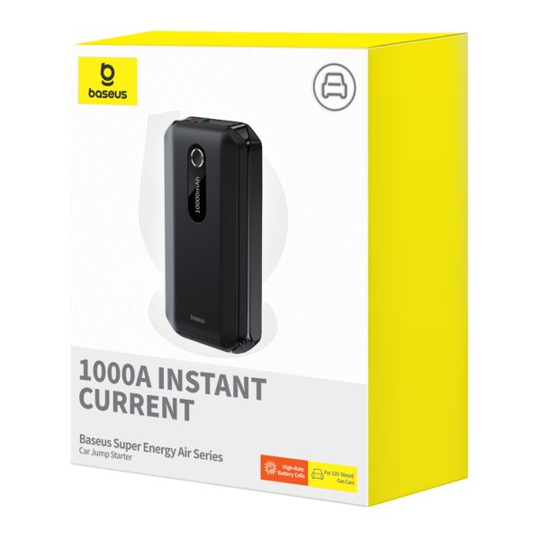 3in1 automašīnas palaišanas ieslēgšanas/izslēgšanas barošanas banka 10000mAh LED lukturītis - melns