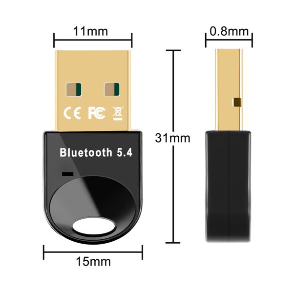 Mini adaptera uztvērēja raidītājs Bluetooth 5.4 USB-A datoram - melns