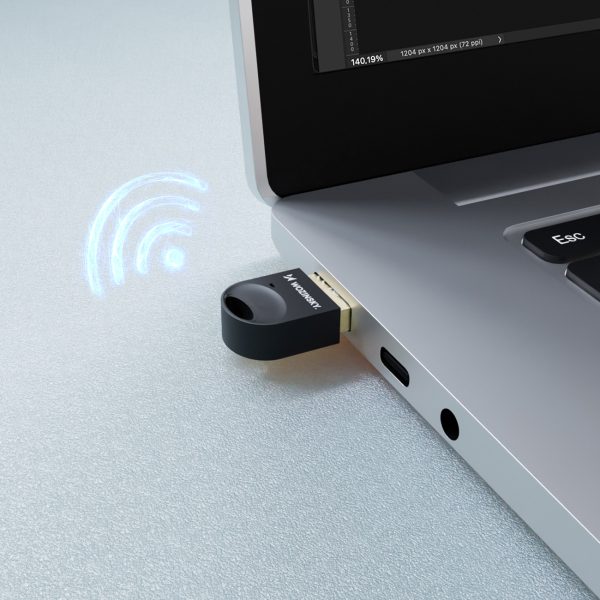 Mini adaptera uztvērēja raidītājs Bluetooth 5.4 USB-A datoram - melns