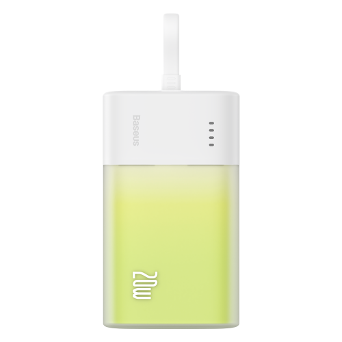 Powerbank Popsicle 5200mAh 20W ar Lightning kabeli 60W/20V/3A/30cm - balti zaļa