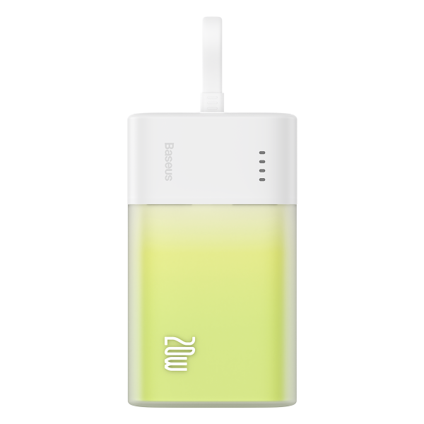 Powerbank Popsicle 5200mAh 20W ar Lightning kabeli 60W/20V/3A/30cm - balti zaļa
