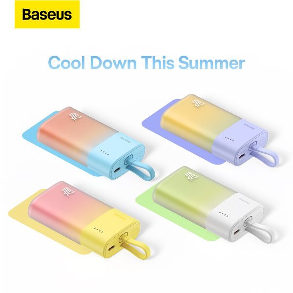 Powerbank Popsicle 5200mAh 20W ar Lightning kabeli 60W/20V/3A/30cm - balti zaļa