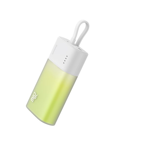 Powerbank Popsicle 5200mAh 20W ar Lightning kabeli 60W/20V/3A/30cm - balti zaļa