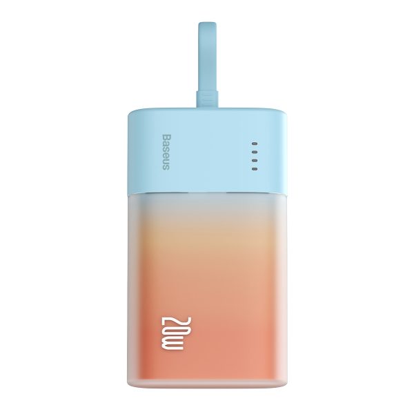 Powerbank Popsicle 5200mAh 20W ar Lightning kabeli 60W/20V/3A/30cm - zili oranžs