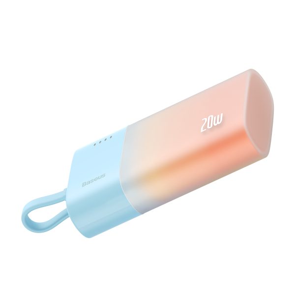 Powerbank Popsicle 5200mAh 20W ar Lightning kabeli 60W/20V/3A/30cm - zili oranžs
