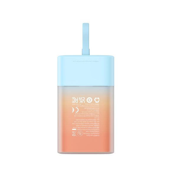 Powerbank Popsicle 5200mAh 20W ar Lightning kabeli 60W/20V/3A/30cm - zili oranžs