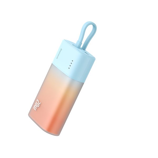 Powerbank Popsicle 5200mAh 20W ar Lightning kabeli 60W/20V/3A/30cm - zili oranžs