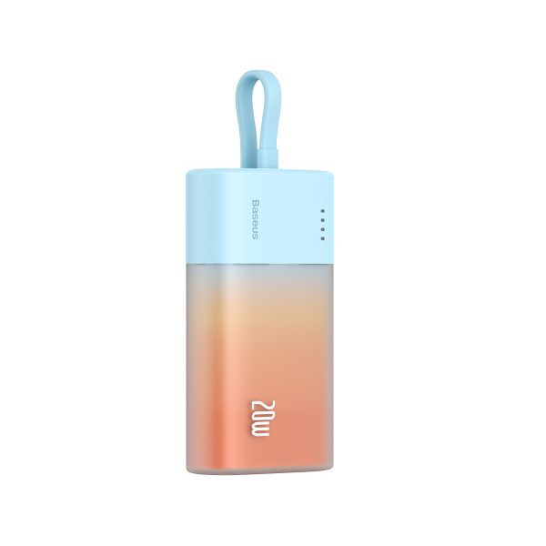 Powerbank Popsicle 5200mAh 20W ar Lightning kabeli 60W/20V/3A/30cm - zili oranžs