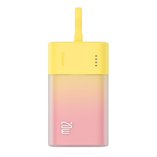 Powerbank Popsicle 5200mAh 20W ar Lightning kabeli 60W/20V/3A/30cm - dzelteni rozā