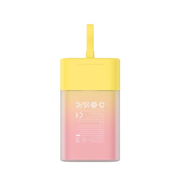 Powerbank Popsicle 5200mAh 20W ar Lightning kabeli 60W/20V/3A/30cm - dzelteni rozā