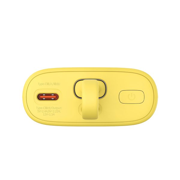 Powerbank Popsicle 5200mAh 20W ar Lightning kabeli 60W/20V/3A/30cm - dzelteni rozā