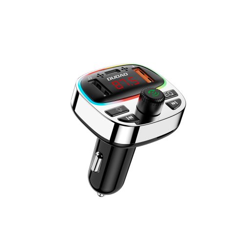 R2PRO+ automašīnas raidītājs ar PD 25W uzlādes portiem Bluetooth 5.3 RGB - melns un sudrabs