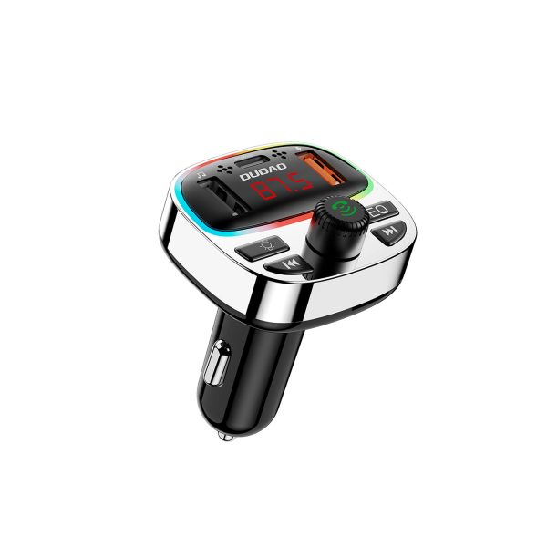 R2PRO+ automašīnas raidītājs ar PD 25W uzlādes portiem Bluetooth 5.3 RGB - melns un sudrabs