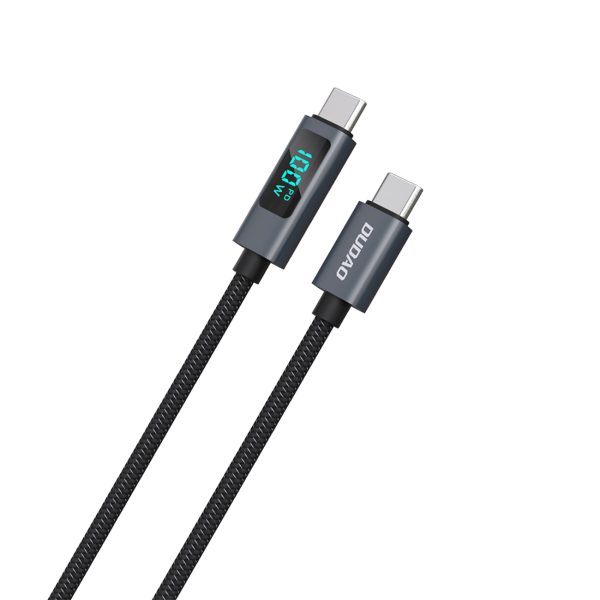 L7C USB-A - USB-C 100W kabelis ar LED displeju 1m - melns