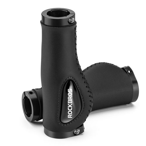 Ādas rokturi velosipēda stūres rokturi diametrā. 22 mm - melns