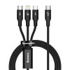 3in1 kabelis USB-C - USB-C / iPhone Lightning / microUSB 20W PD 1.5m - melns