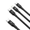 3in1 kabelis USB-C - USB-C / iPhone Lightning / microUSB 20W PD 1.5m - melns