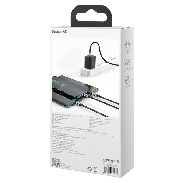 3in1 kabelis USB-C - USB-C / iPhone Lightning / microUSB 20W PD 1.5m - melns