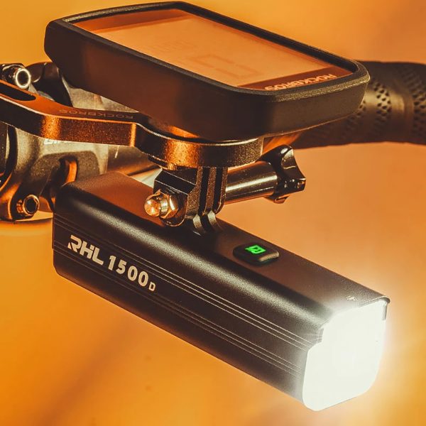 Priekšējais velosipēda lukturis 5000mAh 1500lm IPX6 Garmin un GoPro stiprinājums - melns