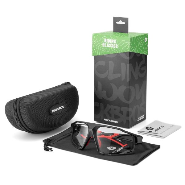 Fotohromas UV400 riteņbraukšanas brilles ar futrāli SP216BK - melnas un sarkanas